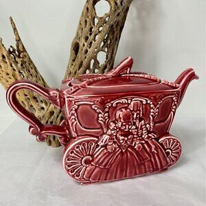 VINTAGE 50s ELLGREAVE Burslem Burgundy CINDERELLA Teapot